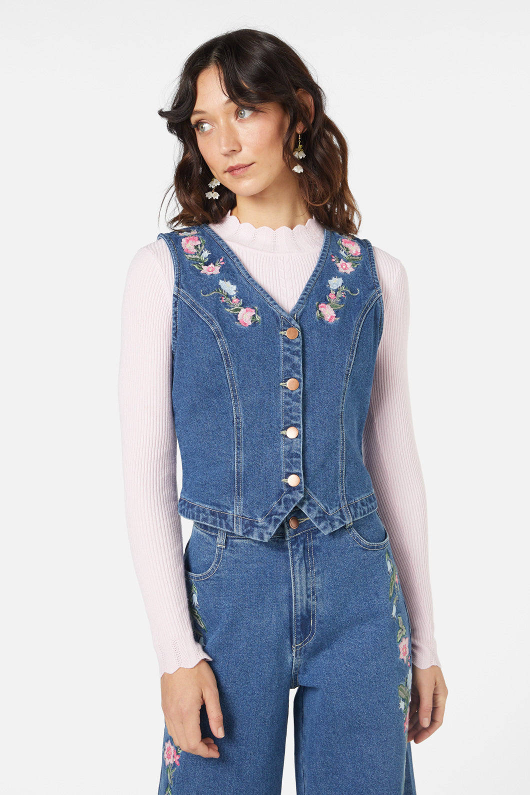 Princess Highway - Flower Chain Vest - mid-denim