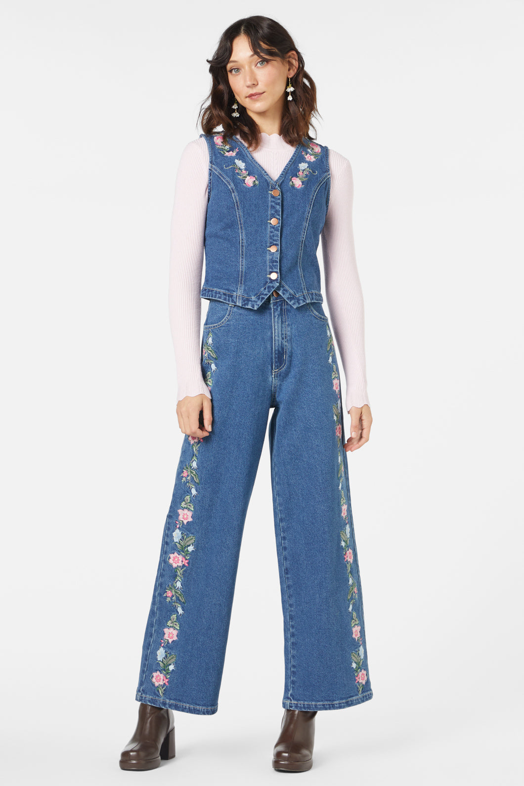 Princess Highway - Flower Chain Vest - mid-denim
