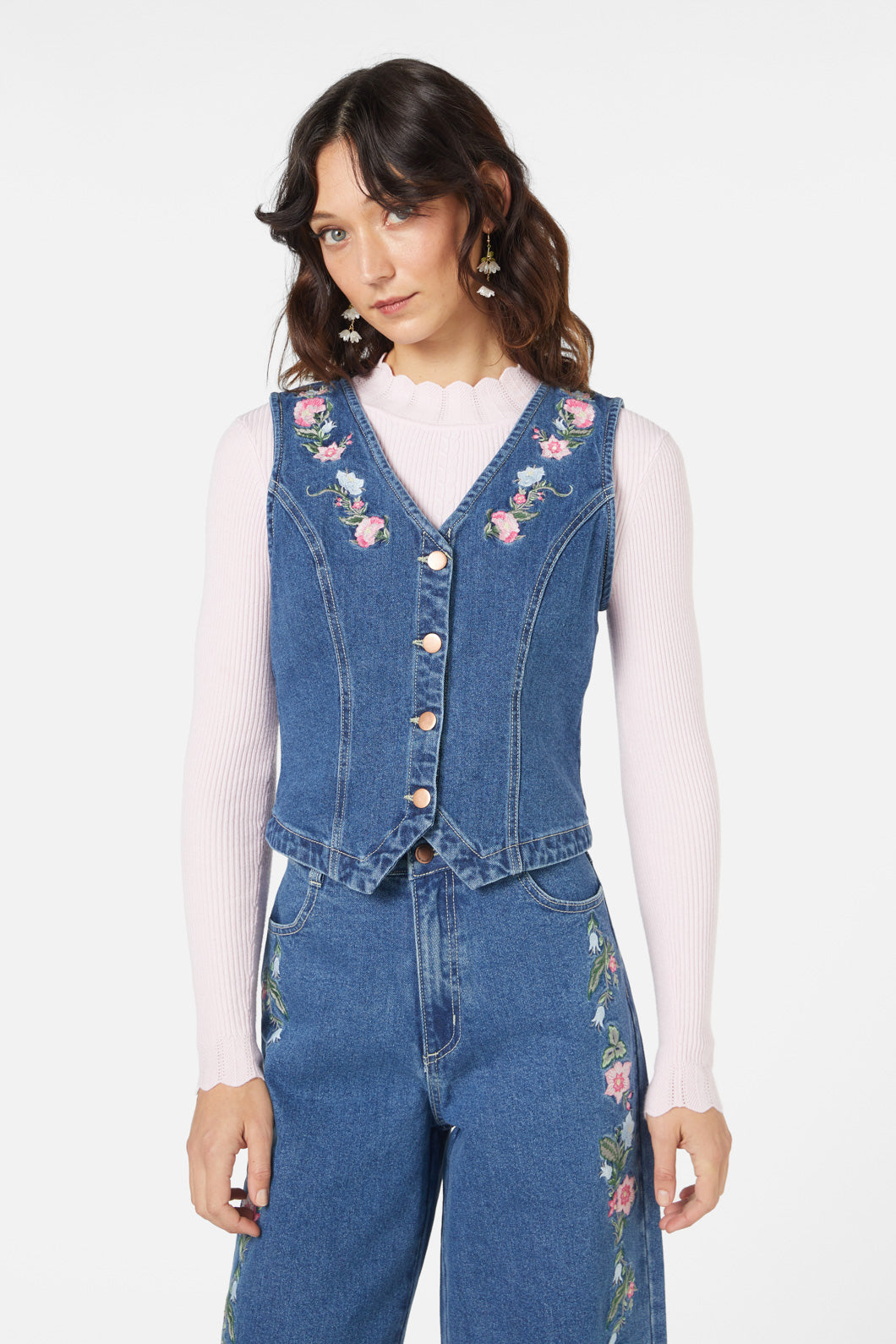 Princess Highway - Flower Chain Vest - mid-denim