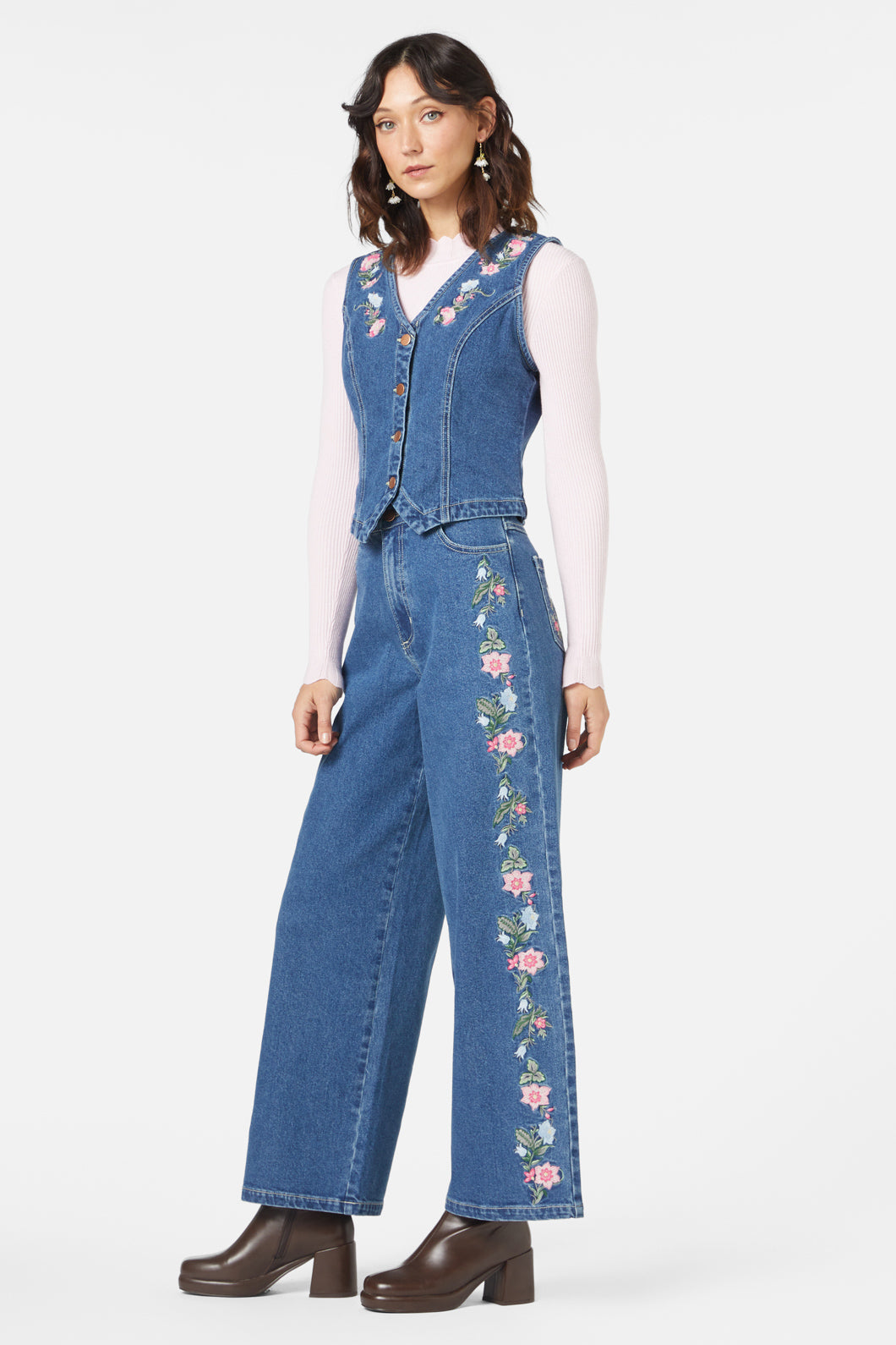 Princess Highway - Flower Chain Vest - mid-denim