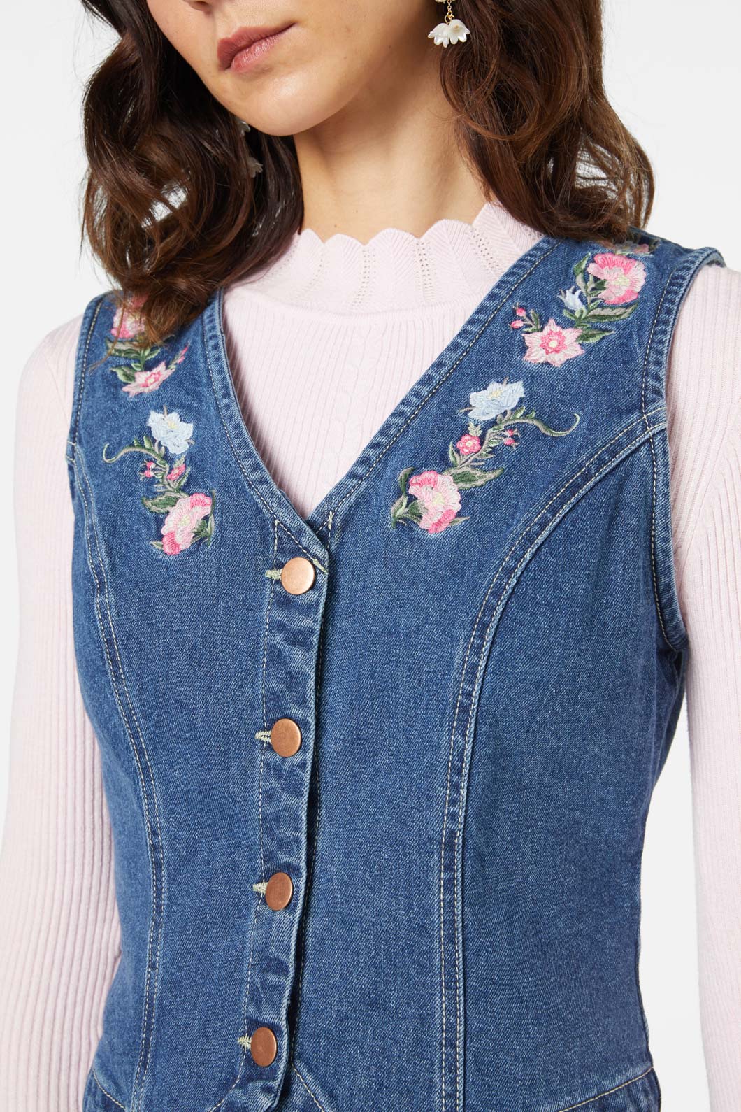 Princess Highway - Flower Chain Vest - mid-denim