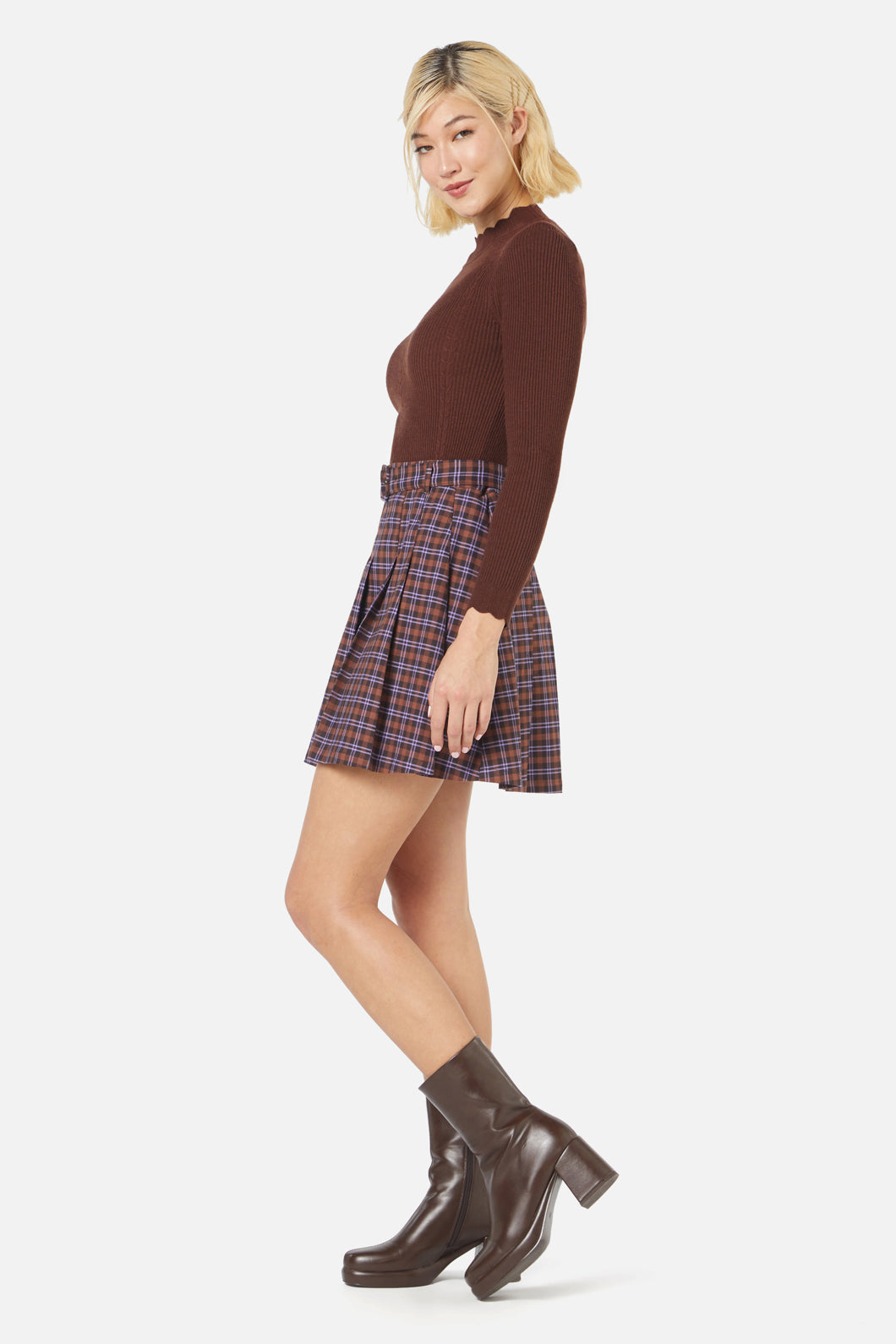 Princess Highway - Frances Check Skirt - chocolate