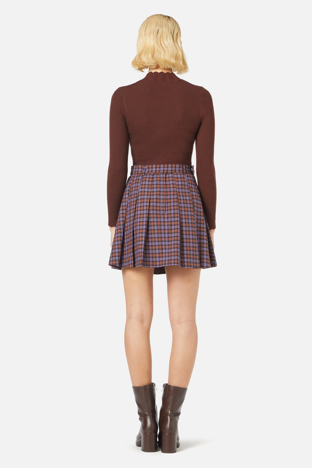 Princess Highway - Frances Check Skirt - chocolate