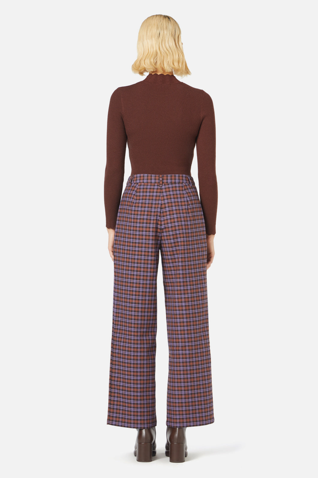 Princess Highway - Frances Check Pant - chocolate