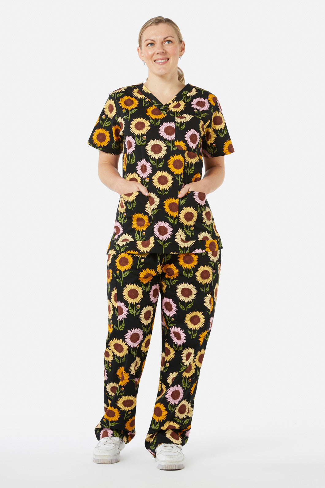 Princess Highway - Sunflower Scrub Set - black