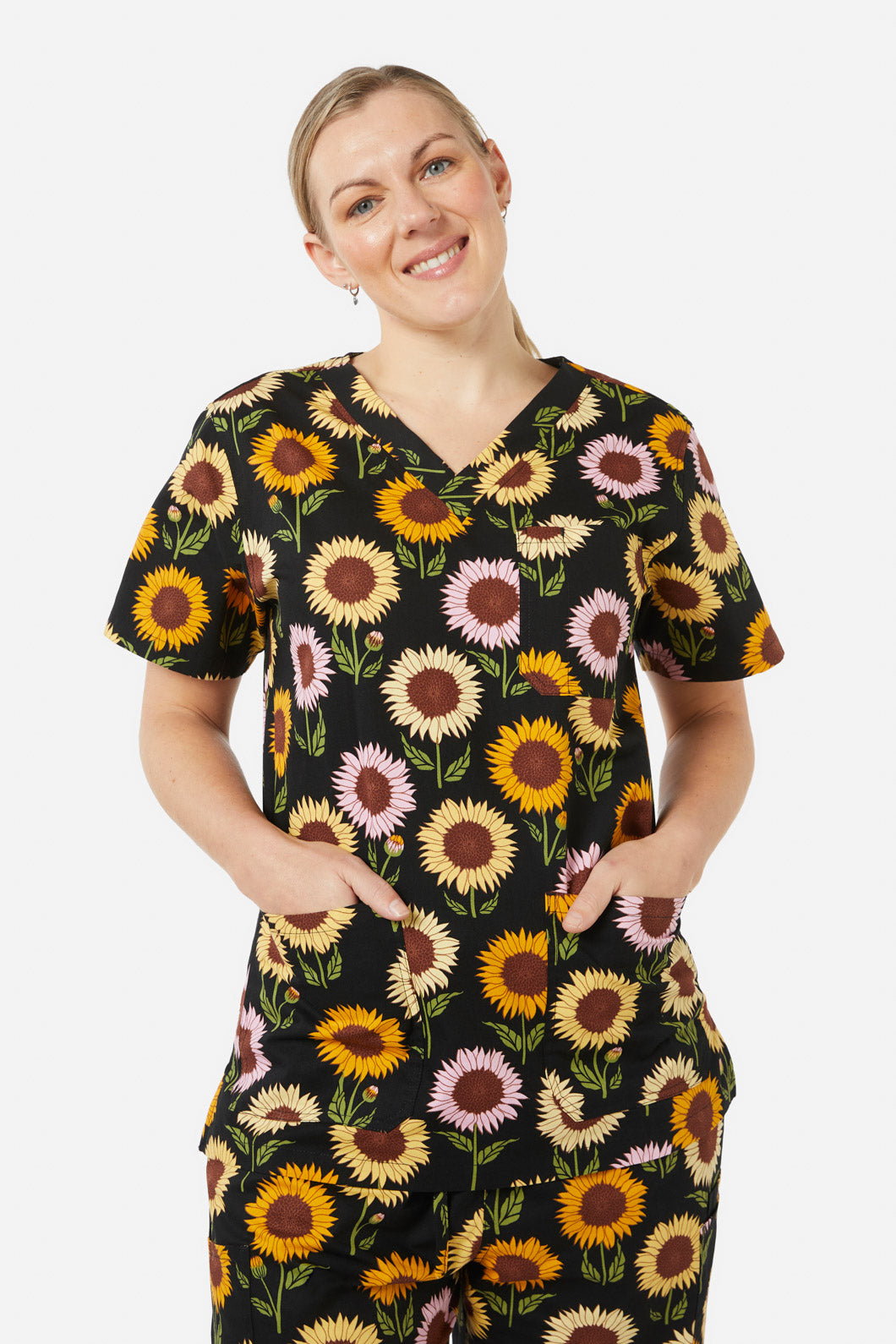 Princess Highway - Sunflower Scrub Set - black