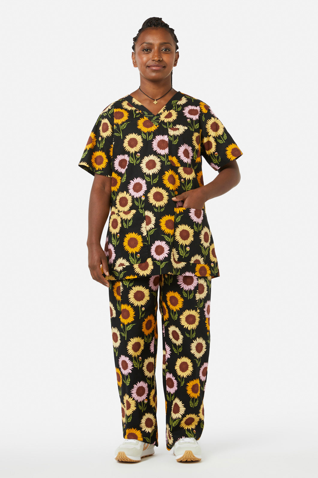 Princess Highway - Sunflower Scrub Set - black
