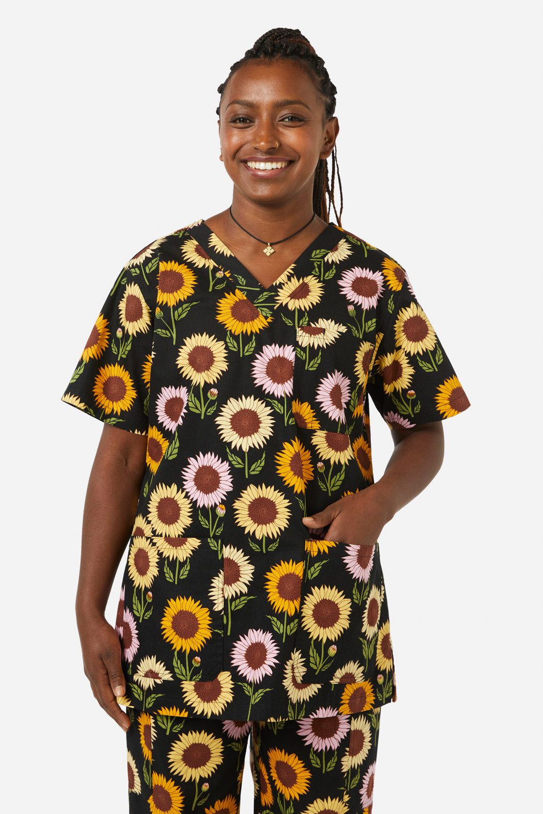 Princess Highway - Sunflower Scrub Set - black