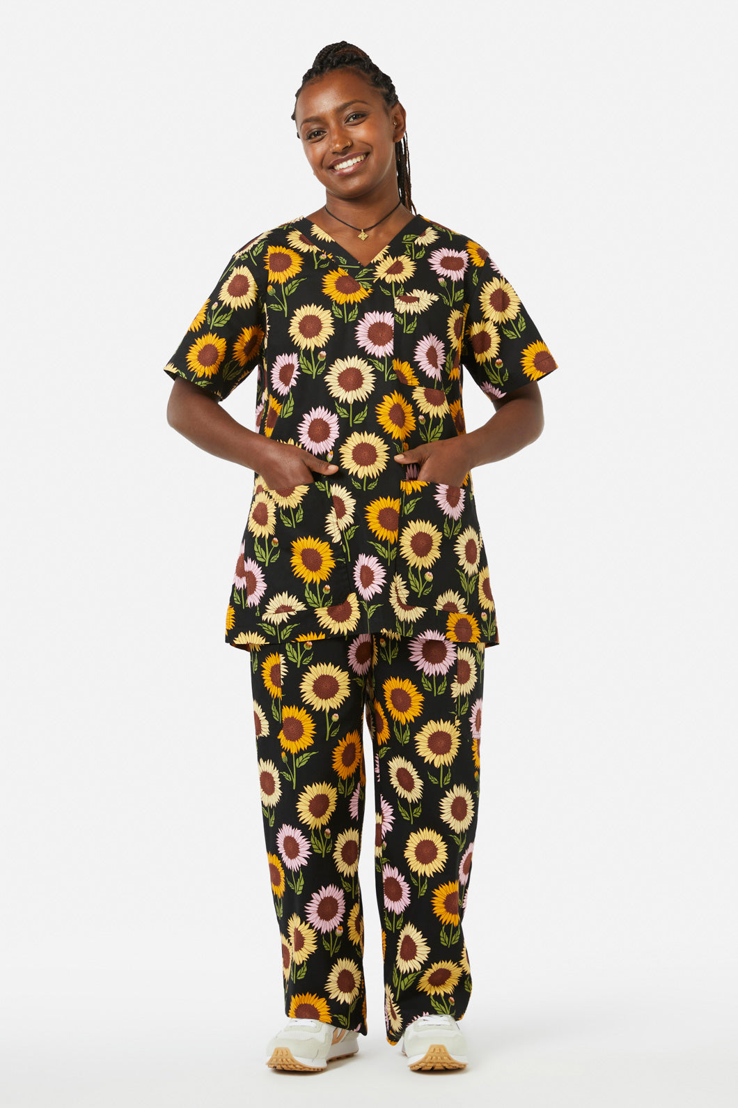Princess Highway - Sunflower Scrub Set - black