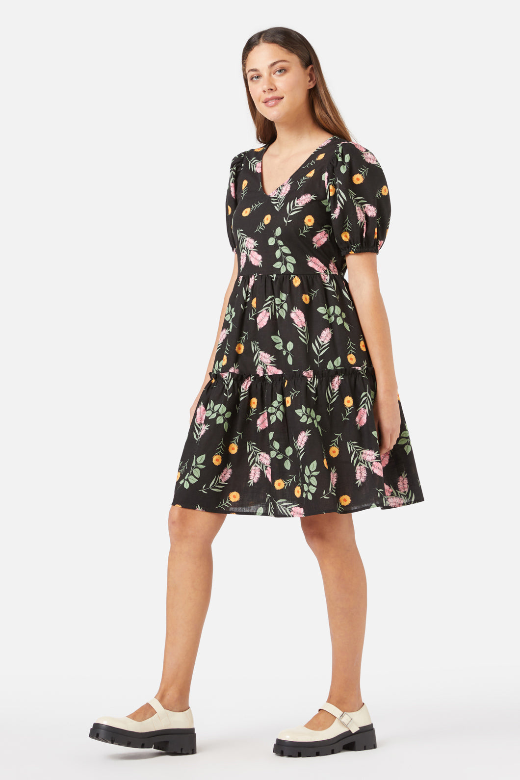 Princess Highway - Wild Flower Mini Dress - black