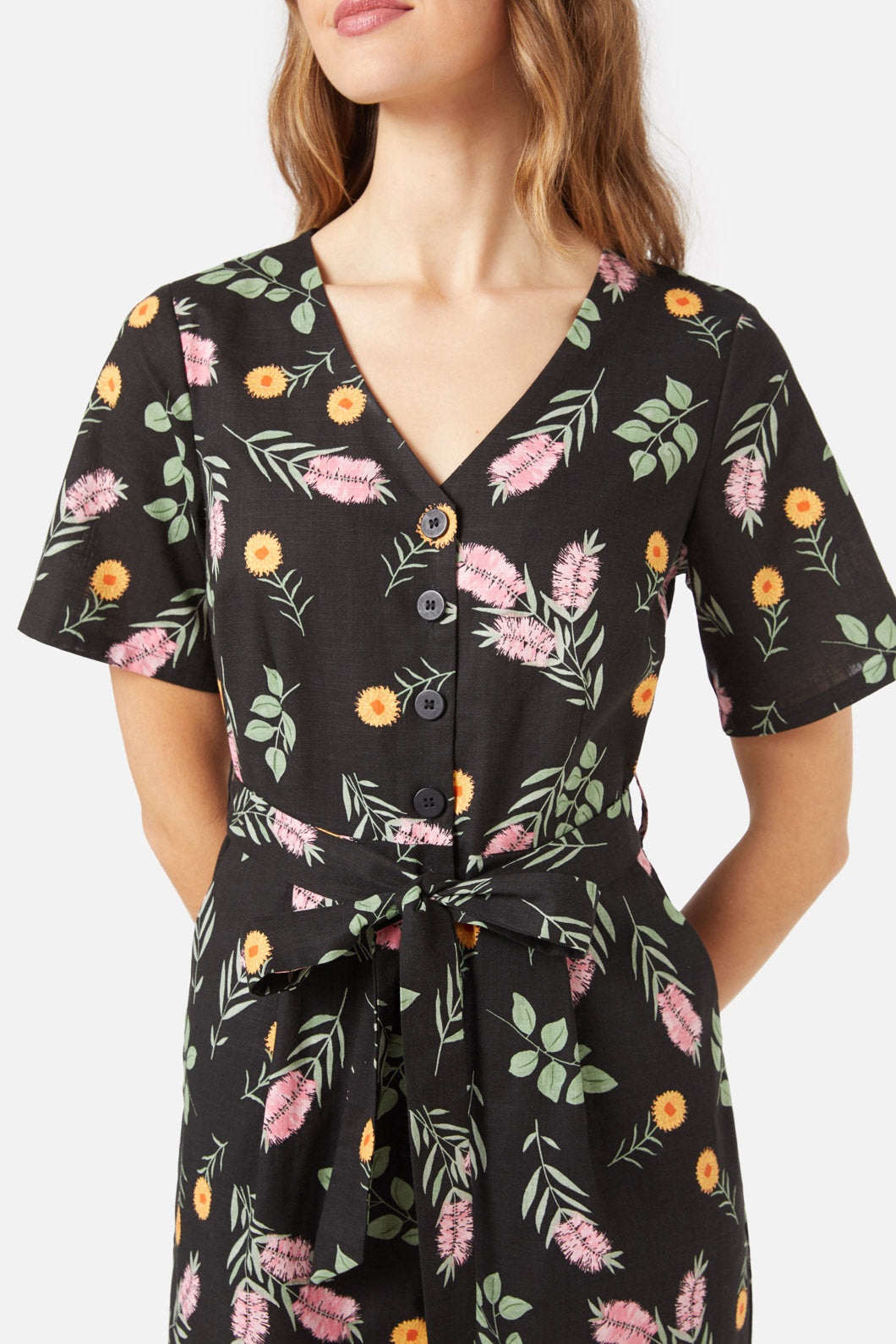 Princess Highway - Wild Flower Jumpsuit - black