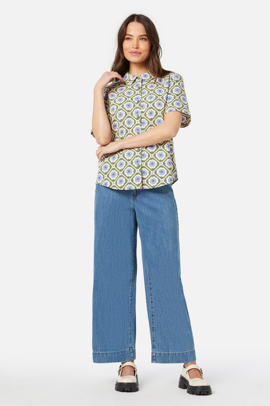 Princess Highway - Flower Tile Shirt - olive