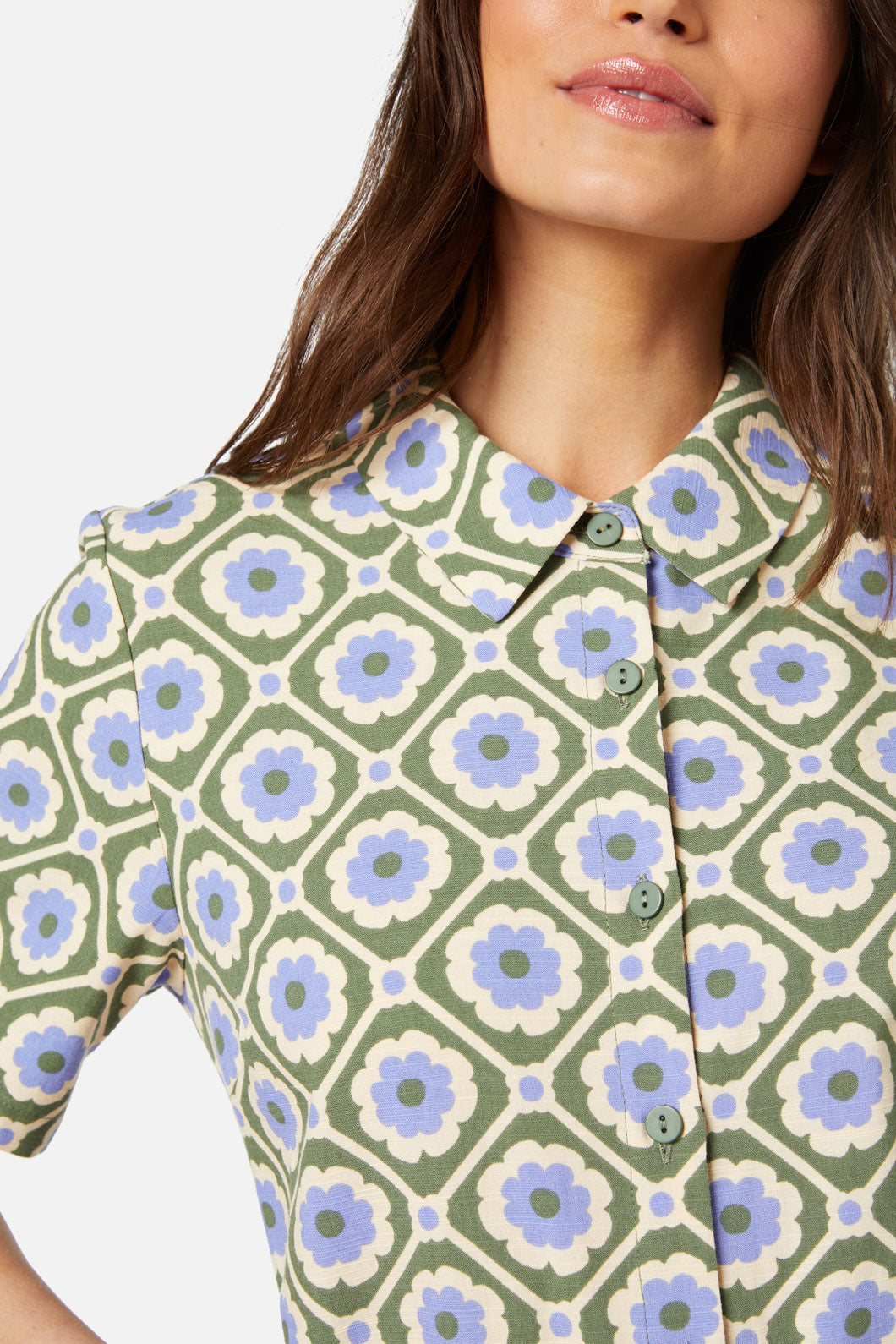 Princess Highway - Flower Tile Shirt - olive