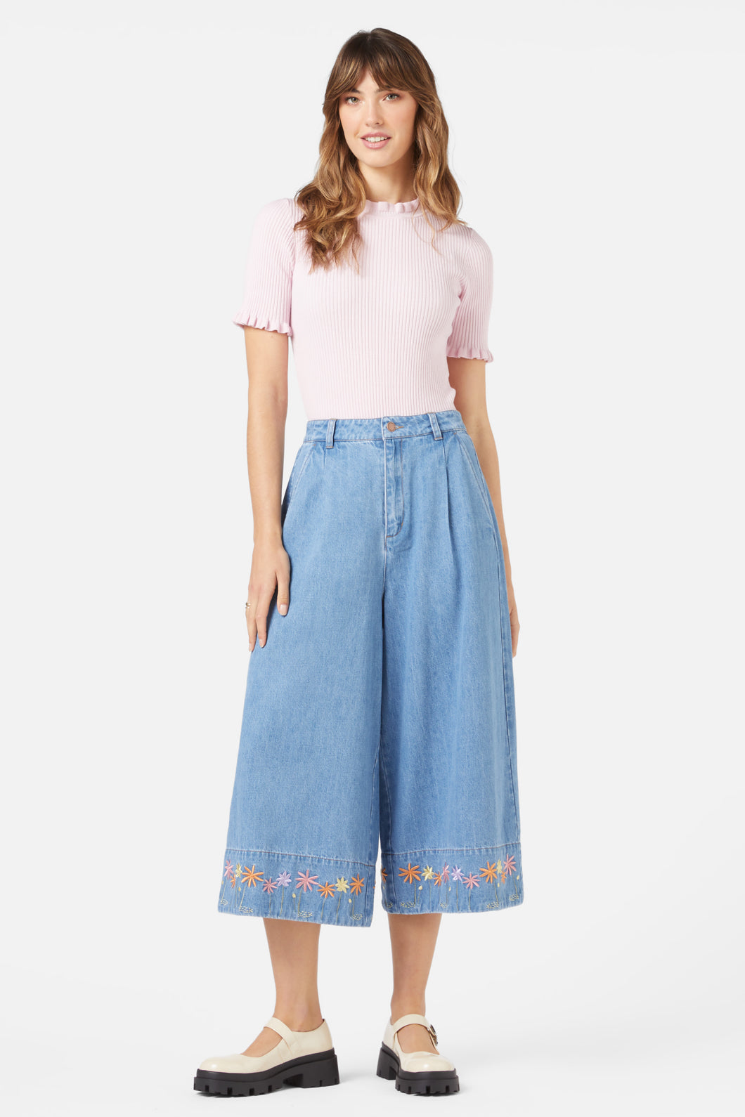 Princess Highway - Bloom Emb Skort - light-denim