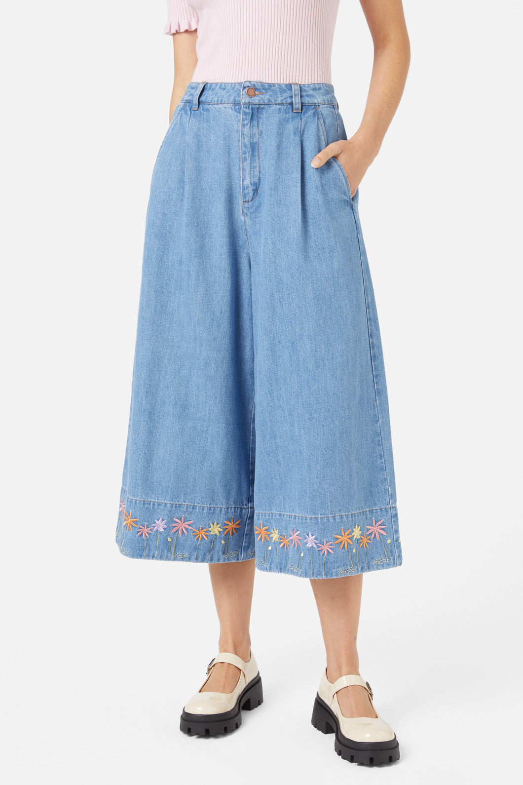 Princess Highway - Bloom Emb Skort - light-denim