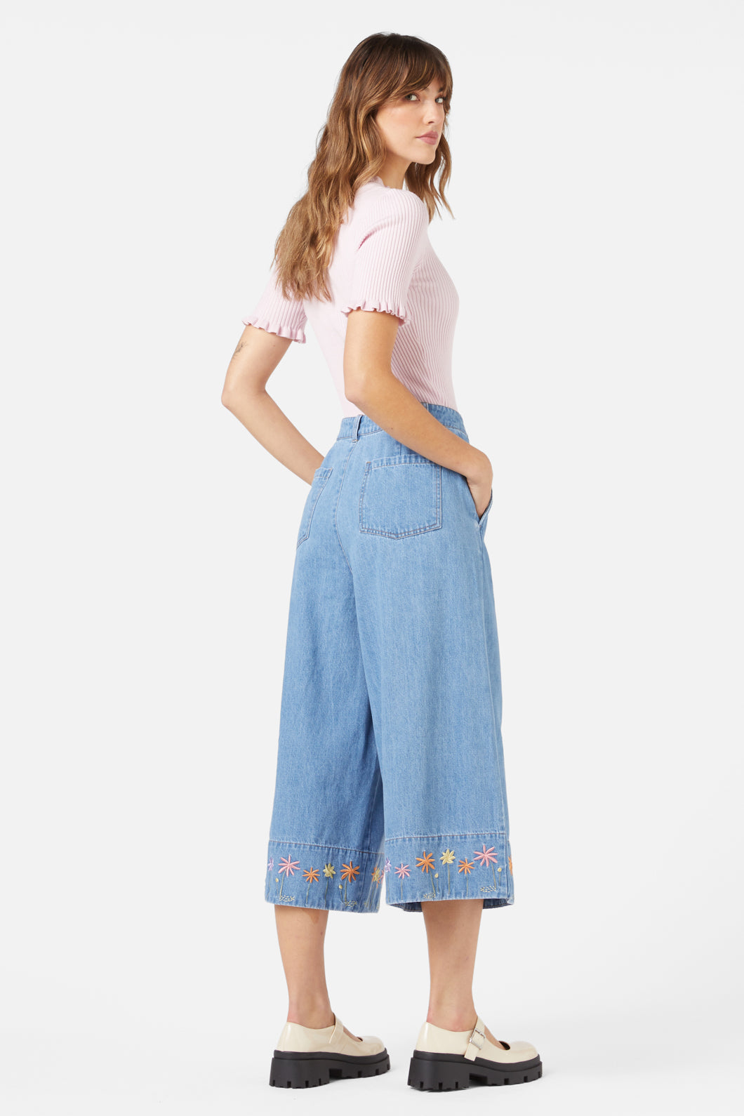 Princess Highway - Bloom Emb Skort - light-denim