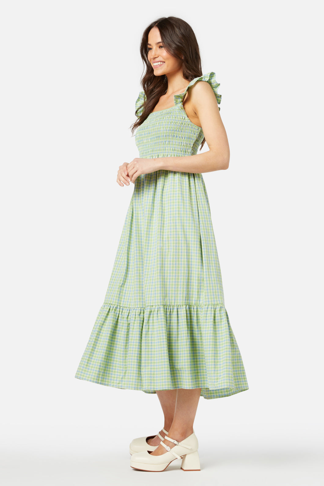 Princess Highway - Spring Check Midi Dress - green
