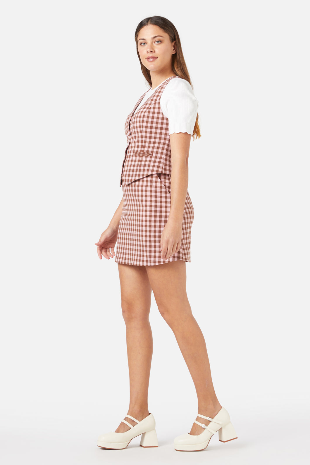Princess Highway - Gelati Gingham Vest - pink-chocolate