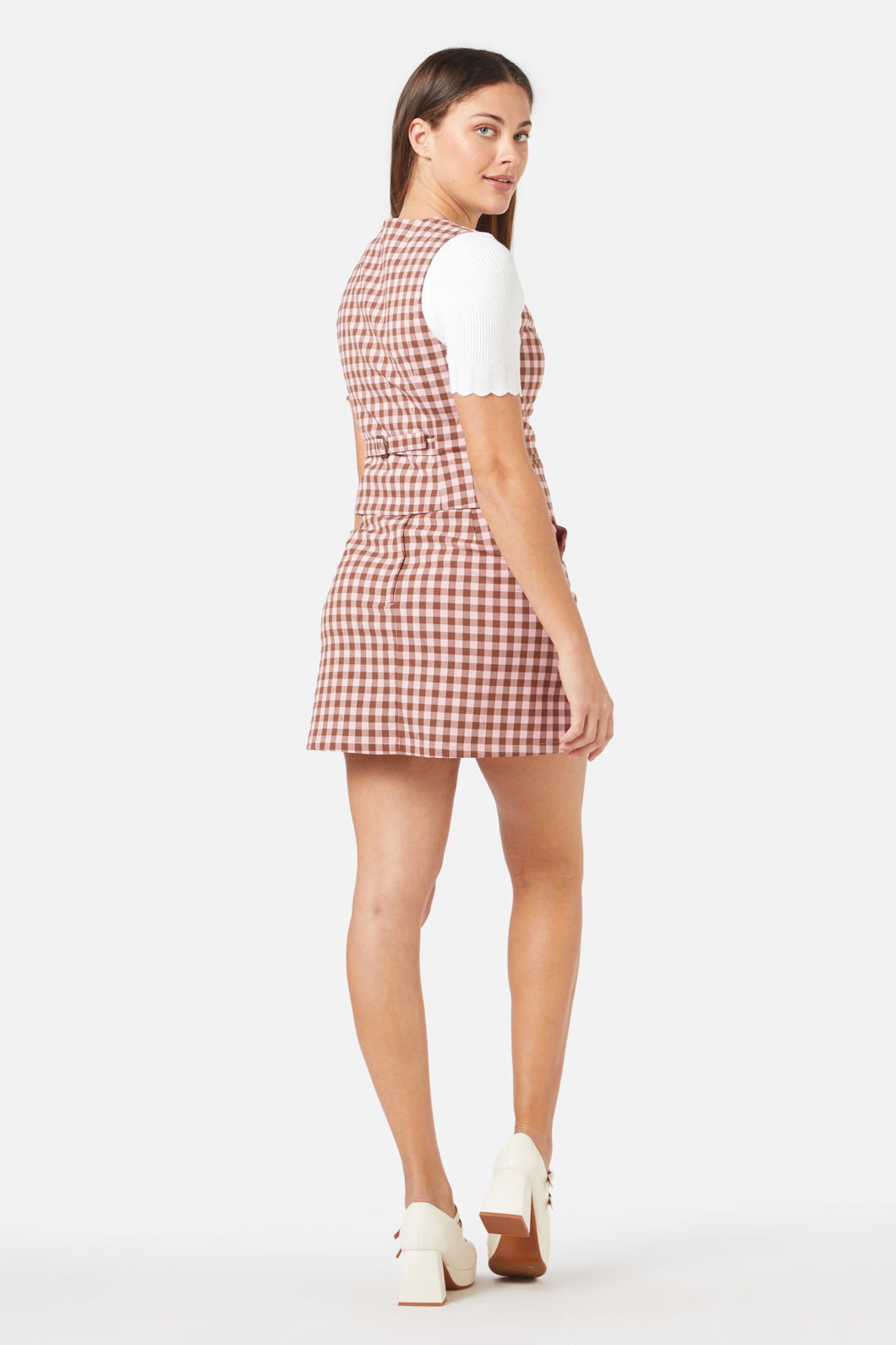 Princess Highway - Gelati Gingham Vest - pink-chocolate