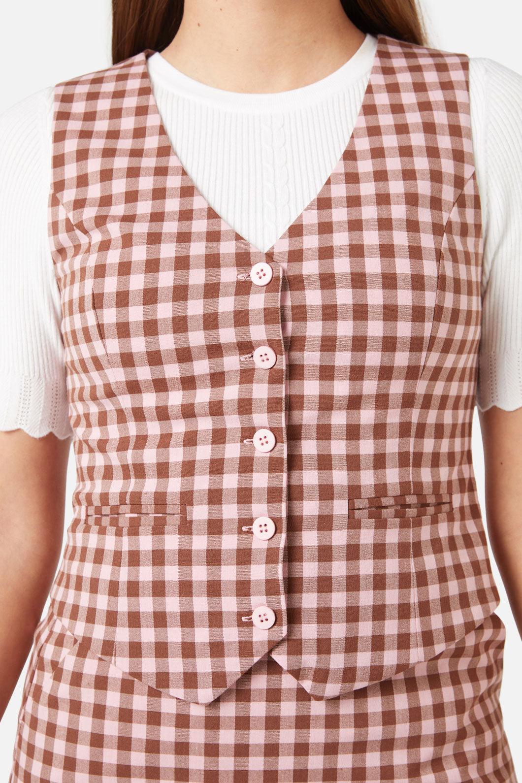 Princess Highway - Gelati Gingham Vest - pink-chocolate