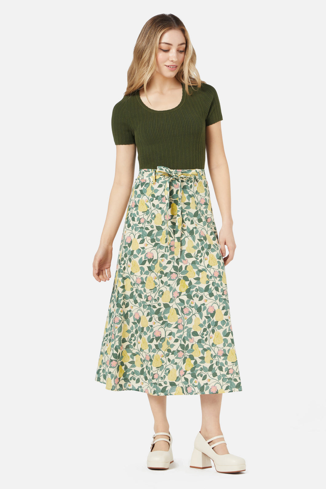 Princess Highway - Pear Vine Midi Skirt - cream