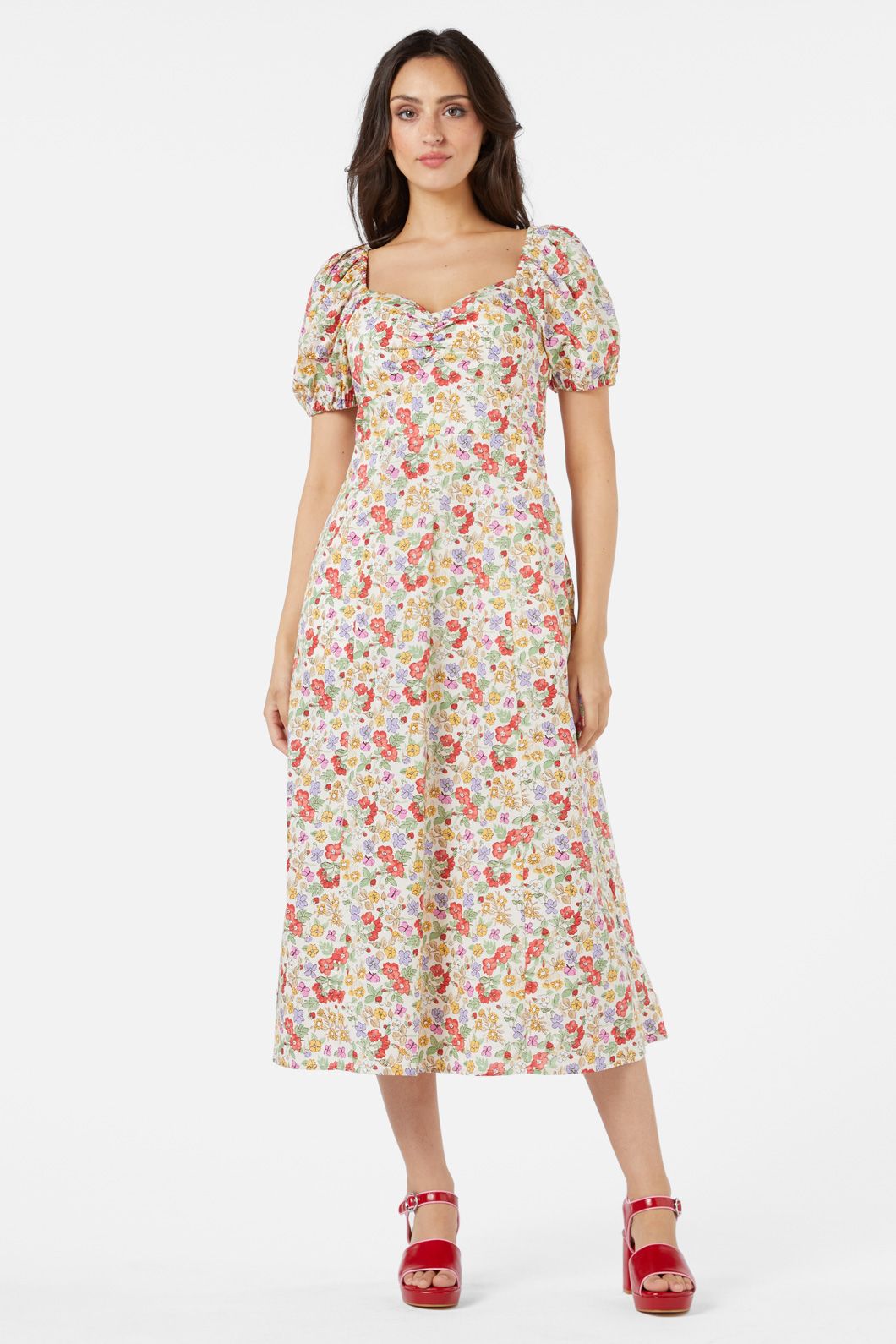 Princess Highway - Ella Flora Midi Dress - cream