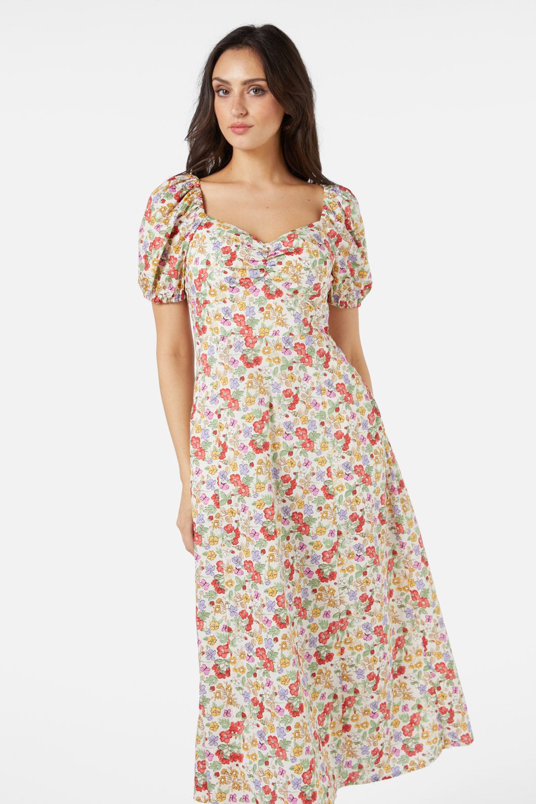 Princess Highway - Ella Flora Midi Dress - cream