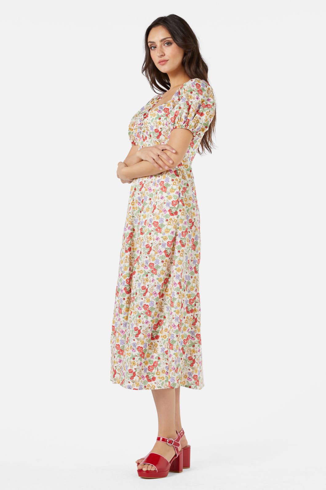 Princess Highway - Ella Flora Midi Dress - cream