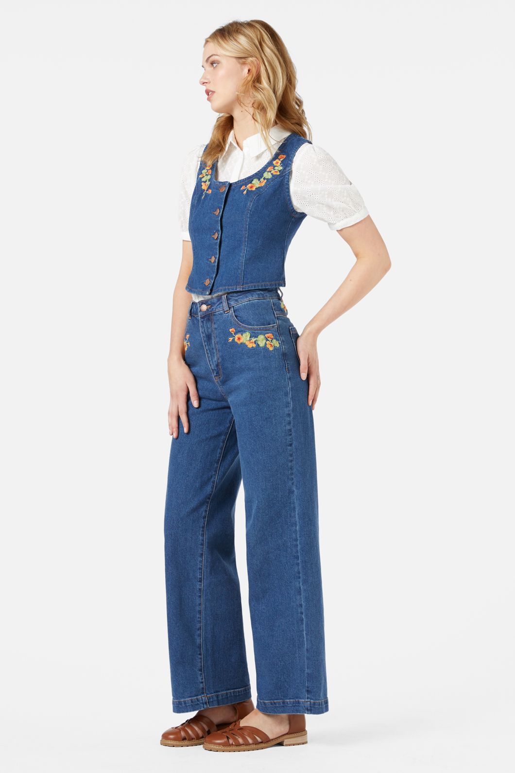 Princess Highway - Nasturtium Emb Vest - mid-denim