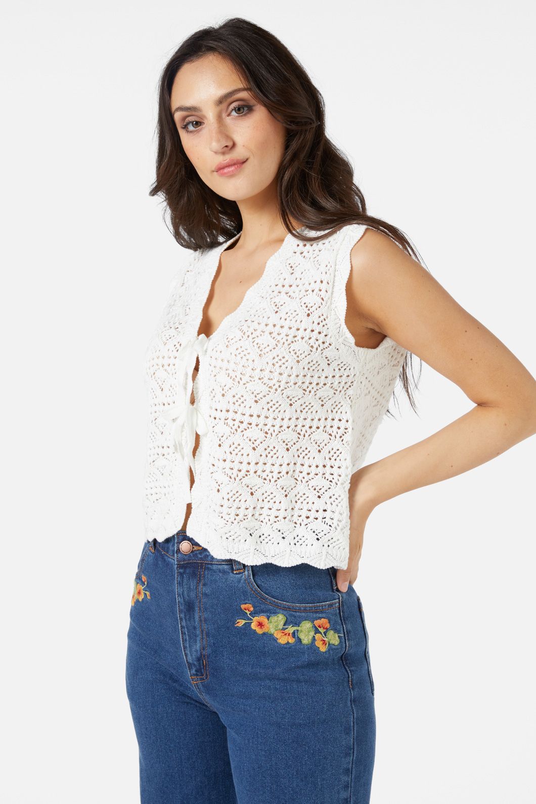 Princess Highway - Margie Tie Front Top - white
