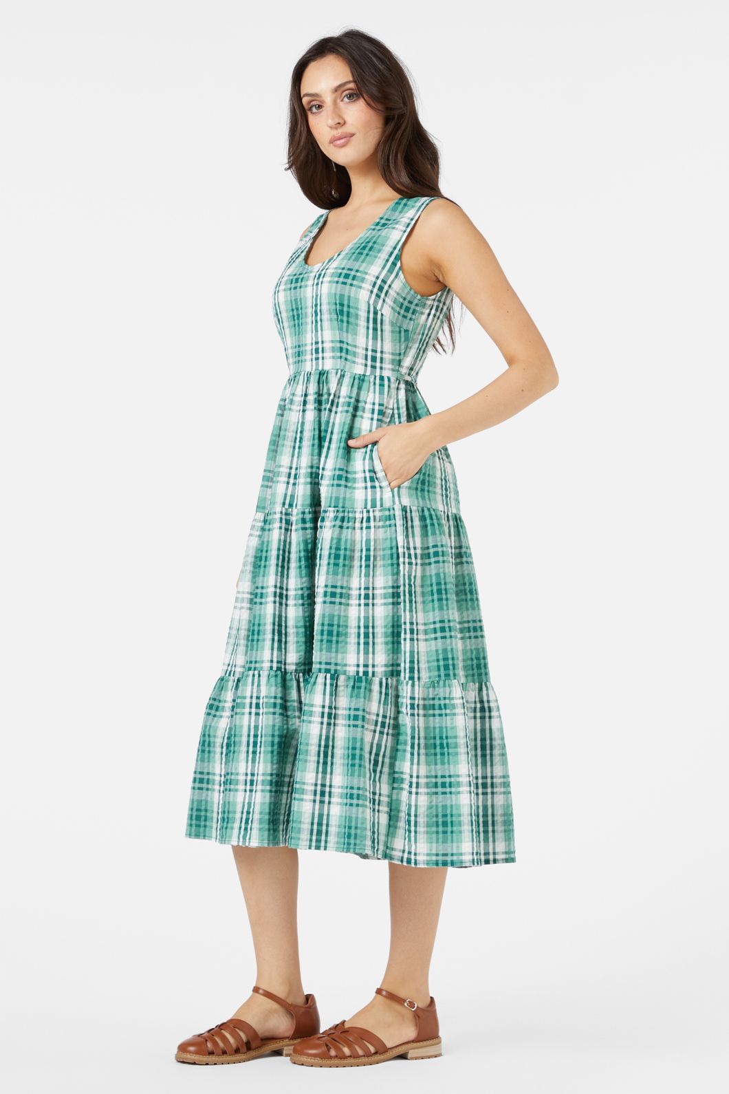 Princess Highway - Andie Check Midi Dress - green