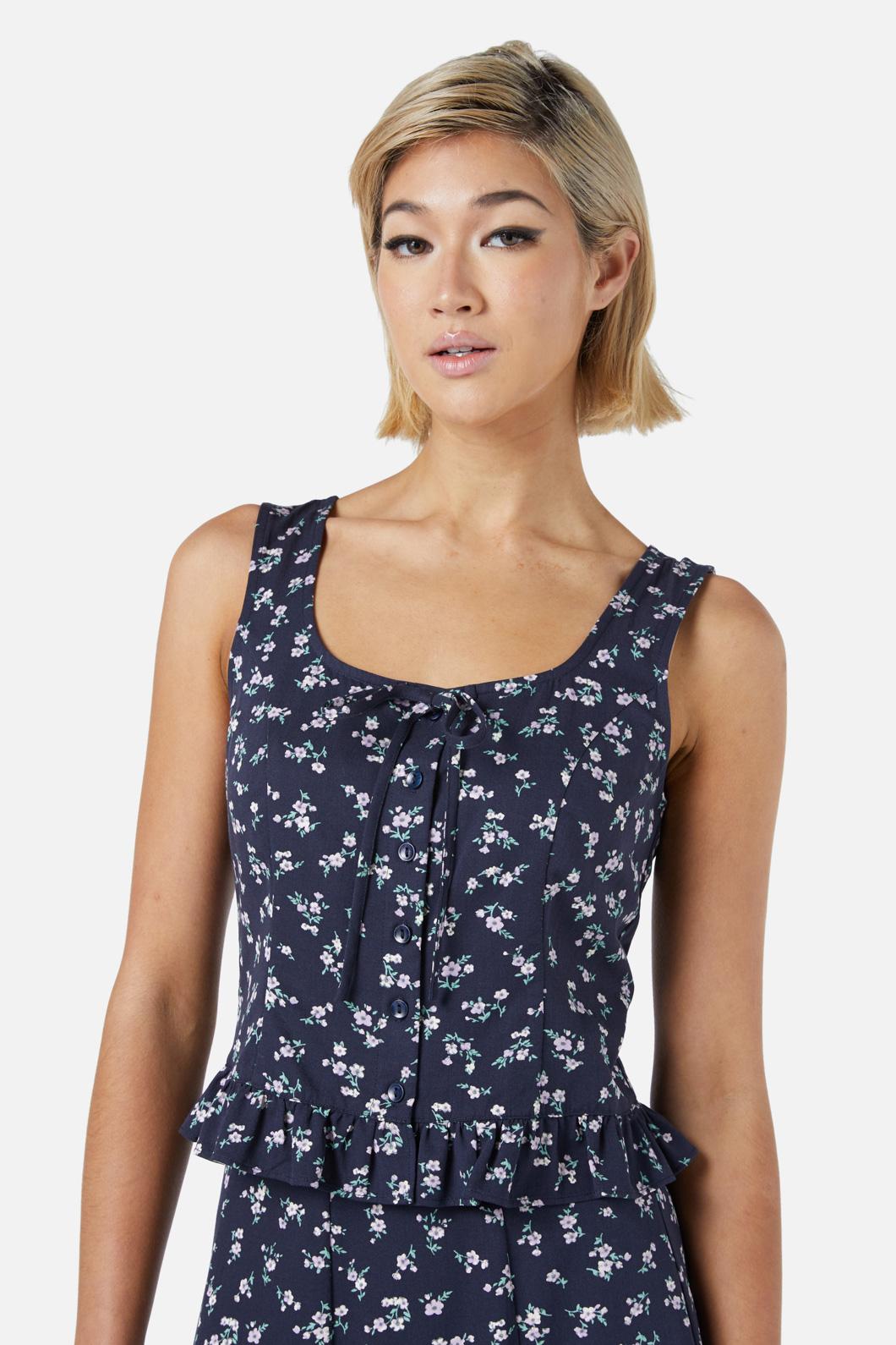 Princess Highway - Lila Ditsy Top - navy
