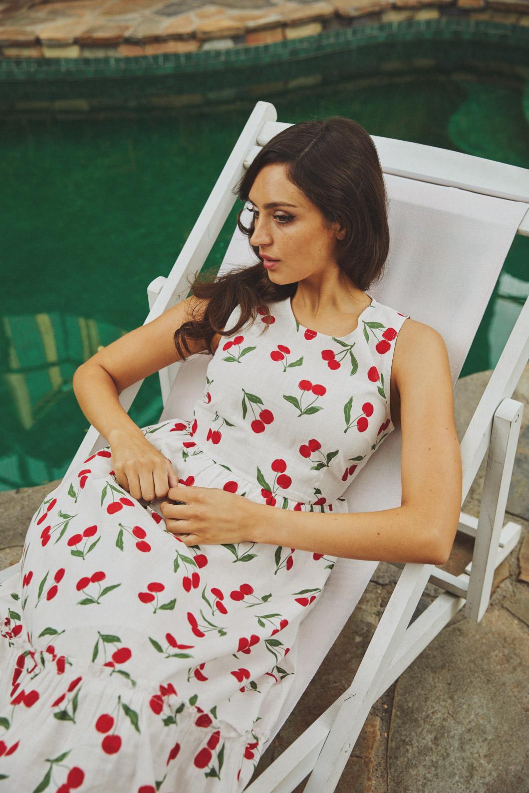 Princess Highway - Cherry Girl Midi Dress - cream