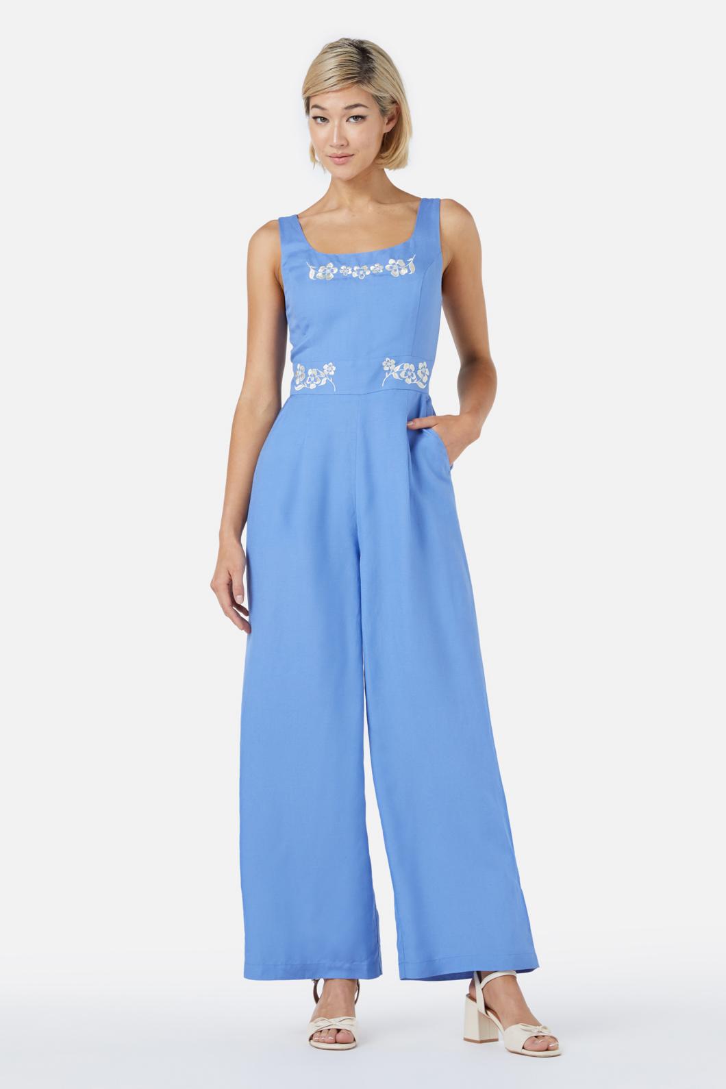 Princess Highway - Cecilia Emb Jumpsuit - blue