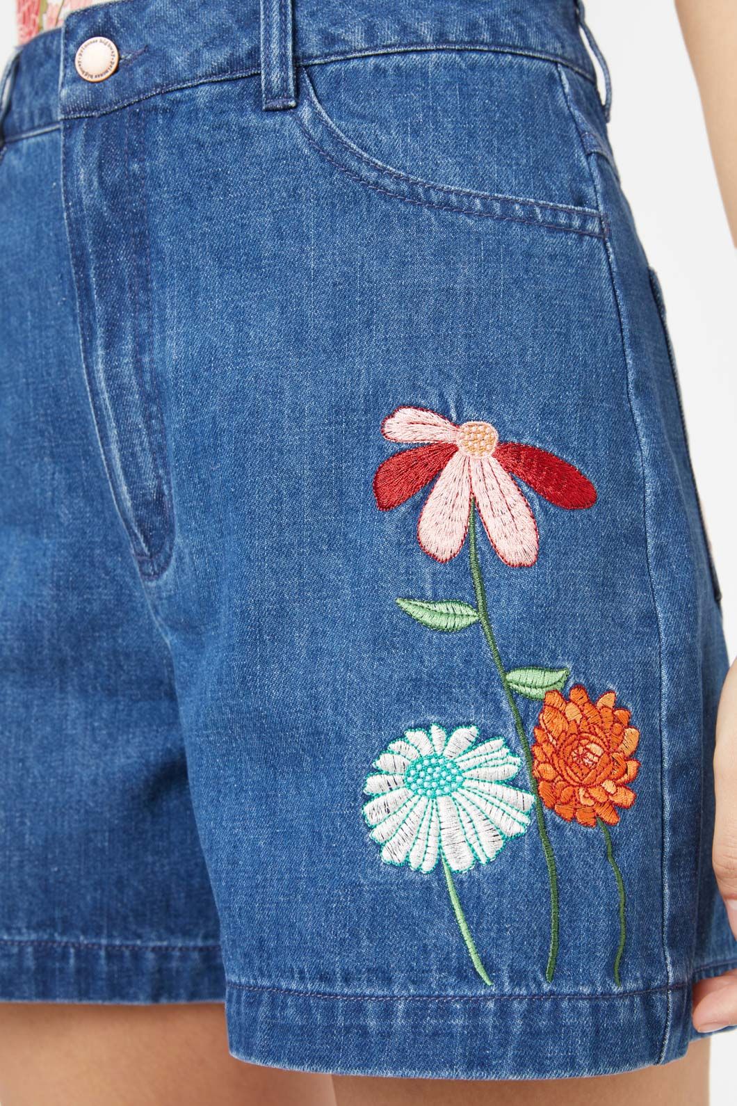Princess Highway - Eden Emb Short - mid-denim