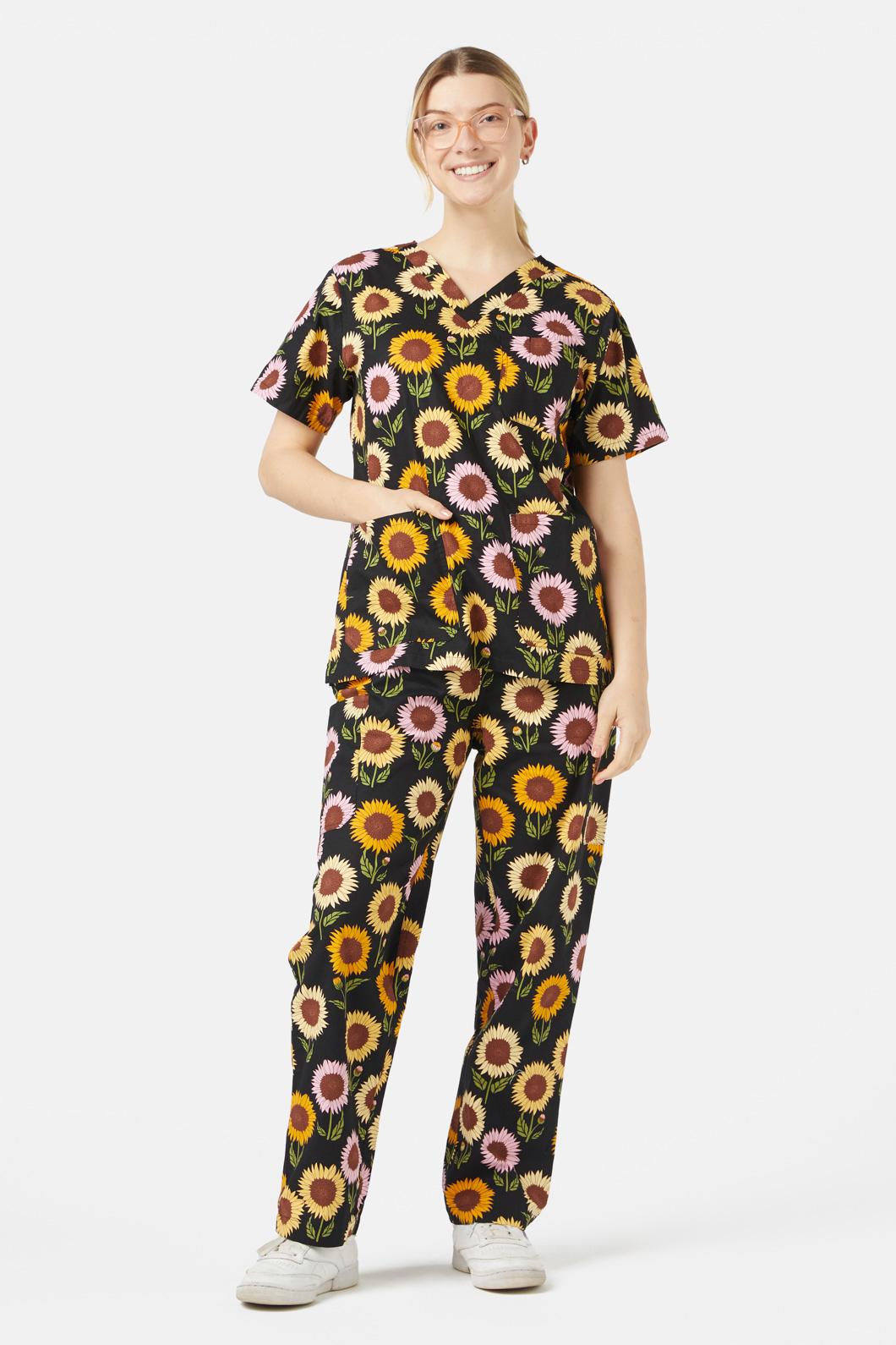 Princess Highway - Sunflower Scrub Set - black