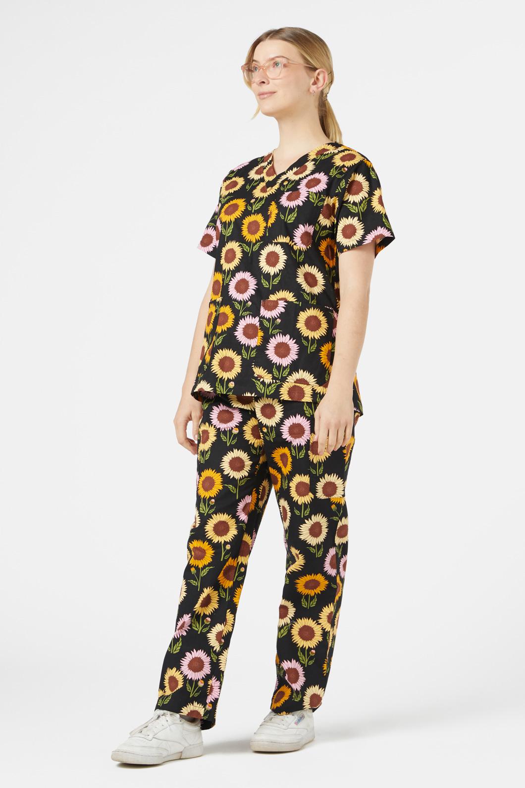 Princess Highway - Sunflower Scrub Set - black