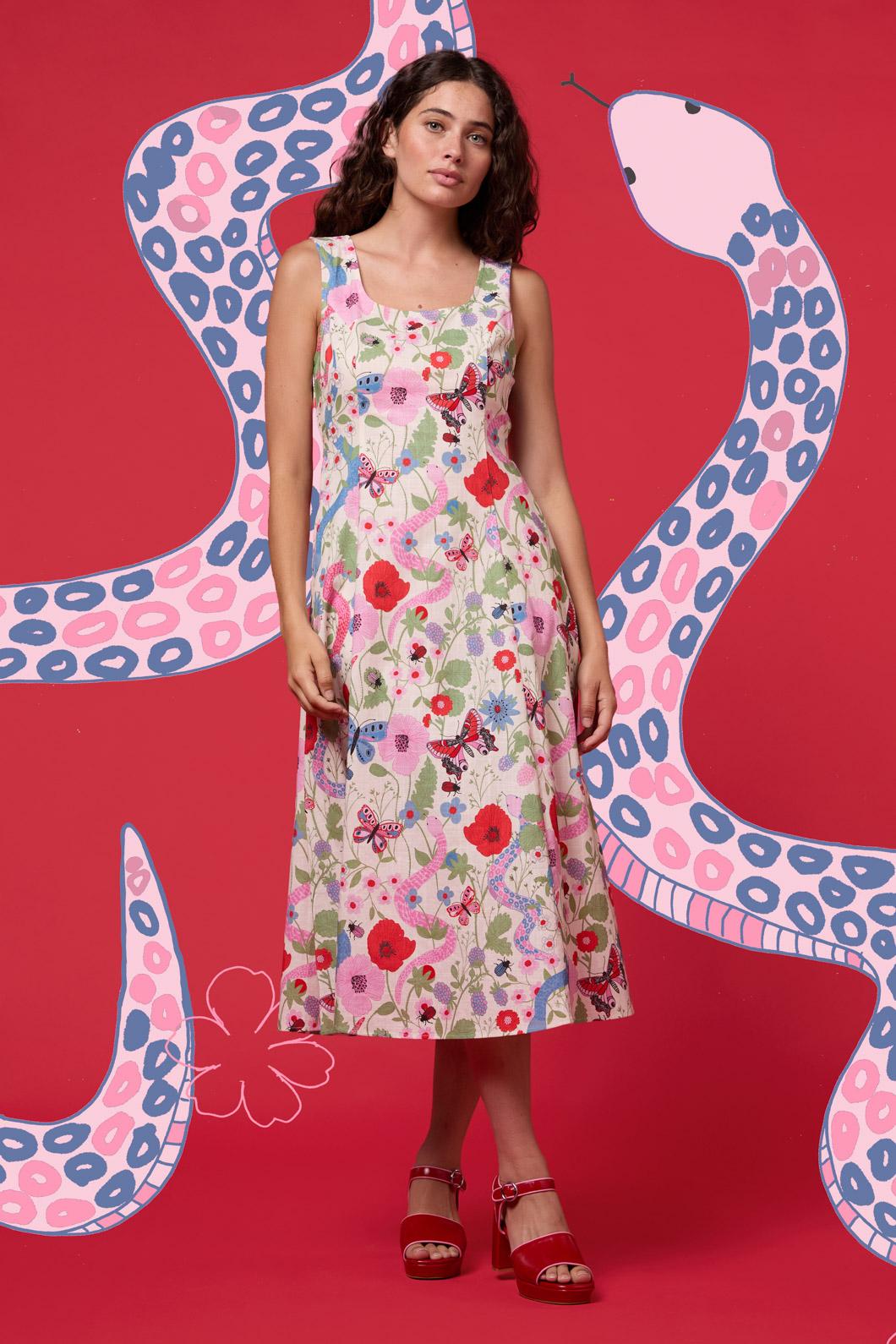 Princess Highway - Luna Snake Midi Dress - cream