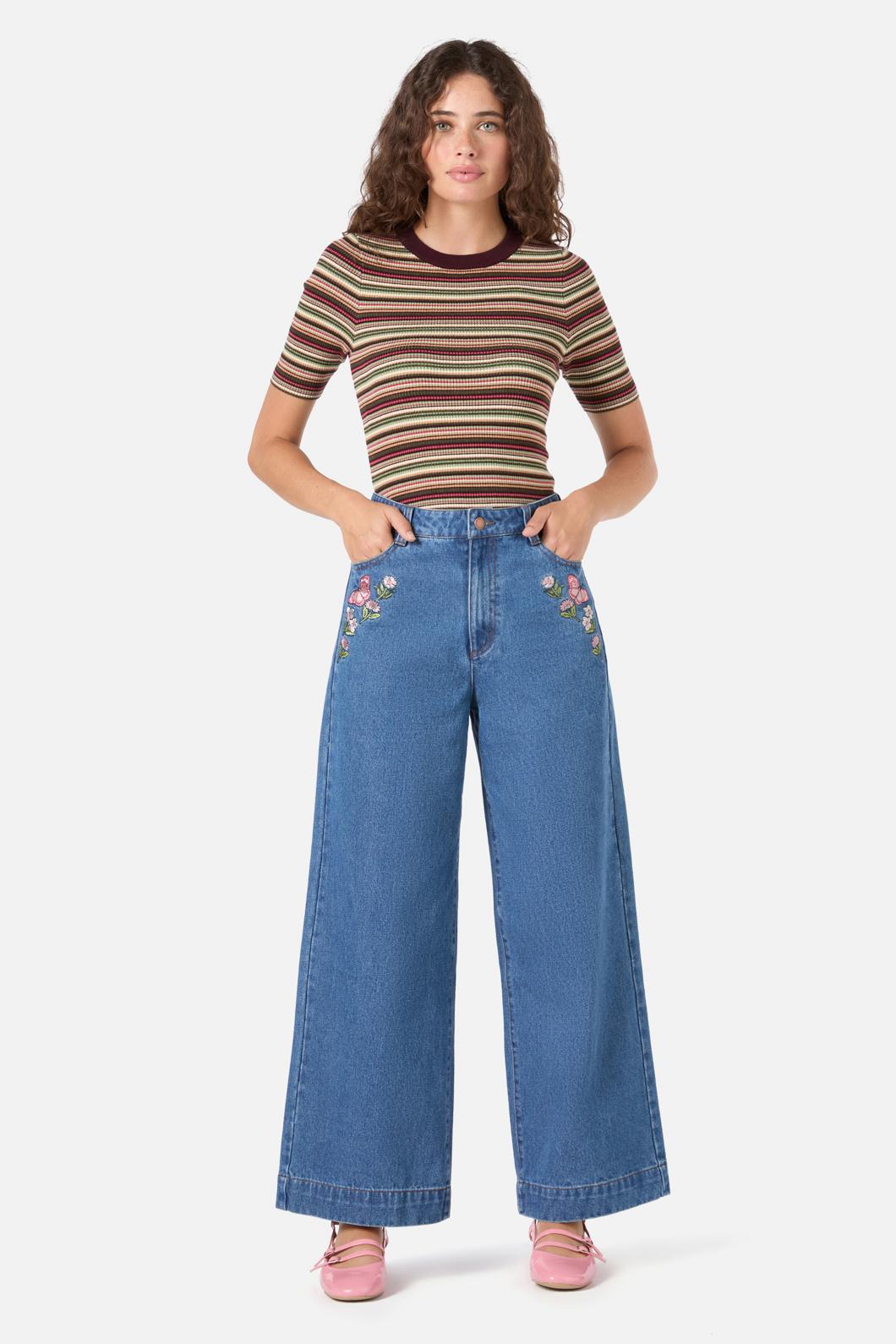 Princess Highway - Flutter Field Emb Jean - blue-denim