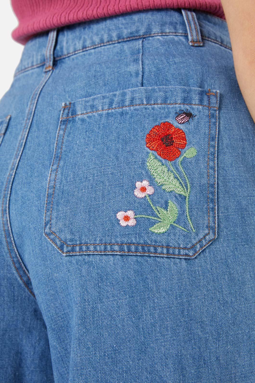 Princess Highway - Snake Embroidered Jean - blue-denim