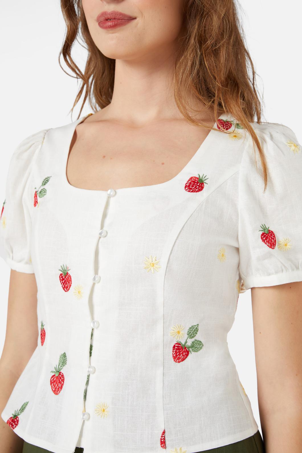 Princess Highway - Sweet Jam Emb Top - cream