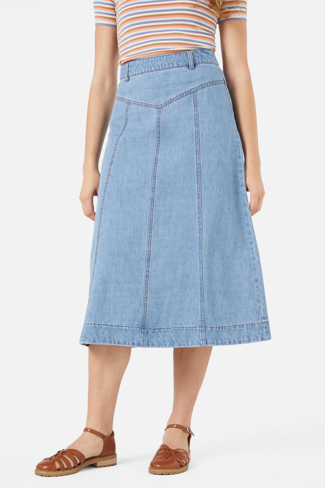 Princess Highway - Olinda Denim Midi Skirt - blue-denim
