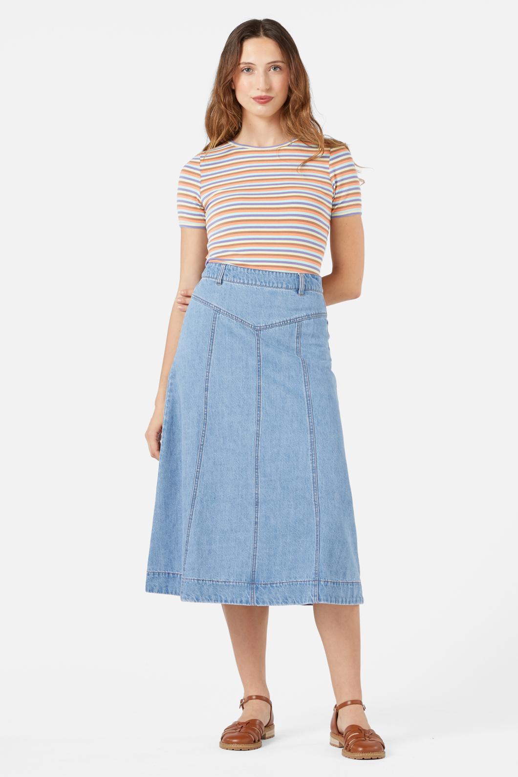 Princess Highway - Olinda Denim Midi Skirt - blue-denim