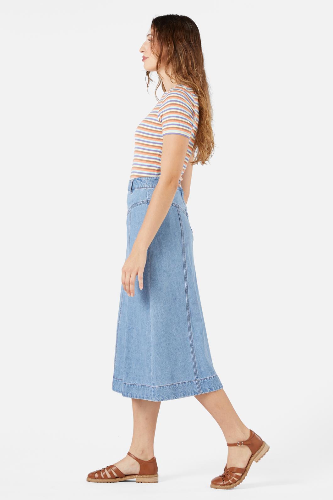 Princess Highway - Olinda Denim Midi Skirt - blue-denim