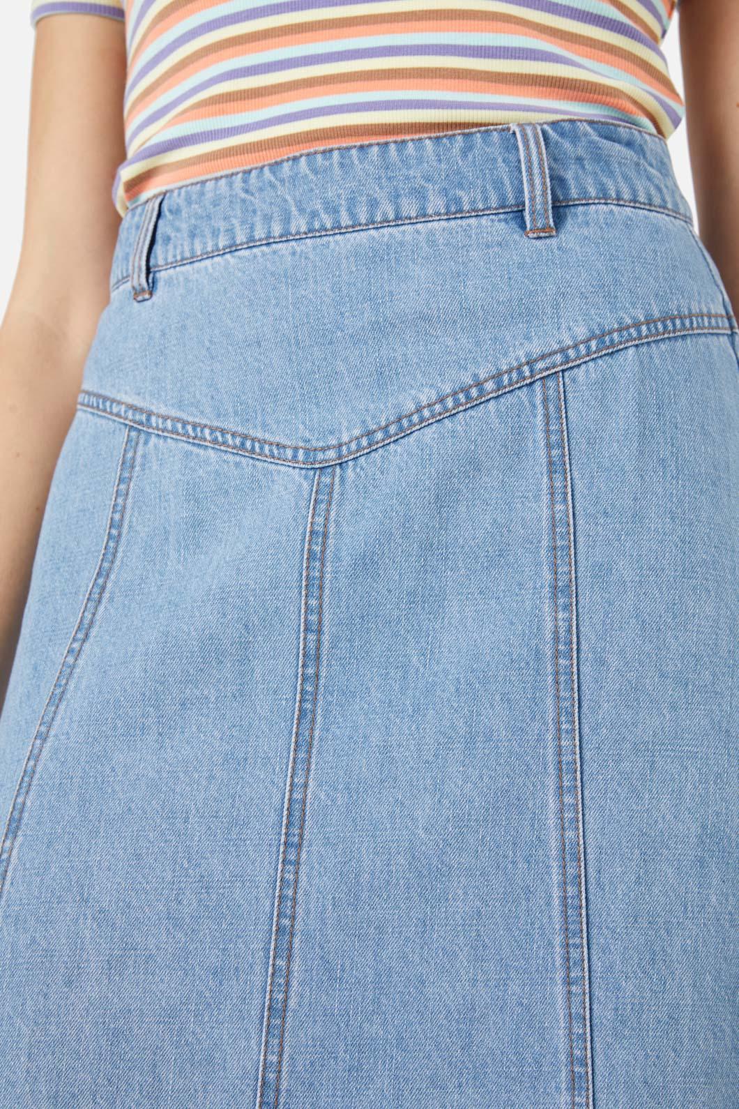 Princess Highway - Olinda Denim Midi Skirt - blue-denim