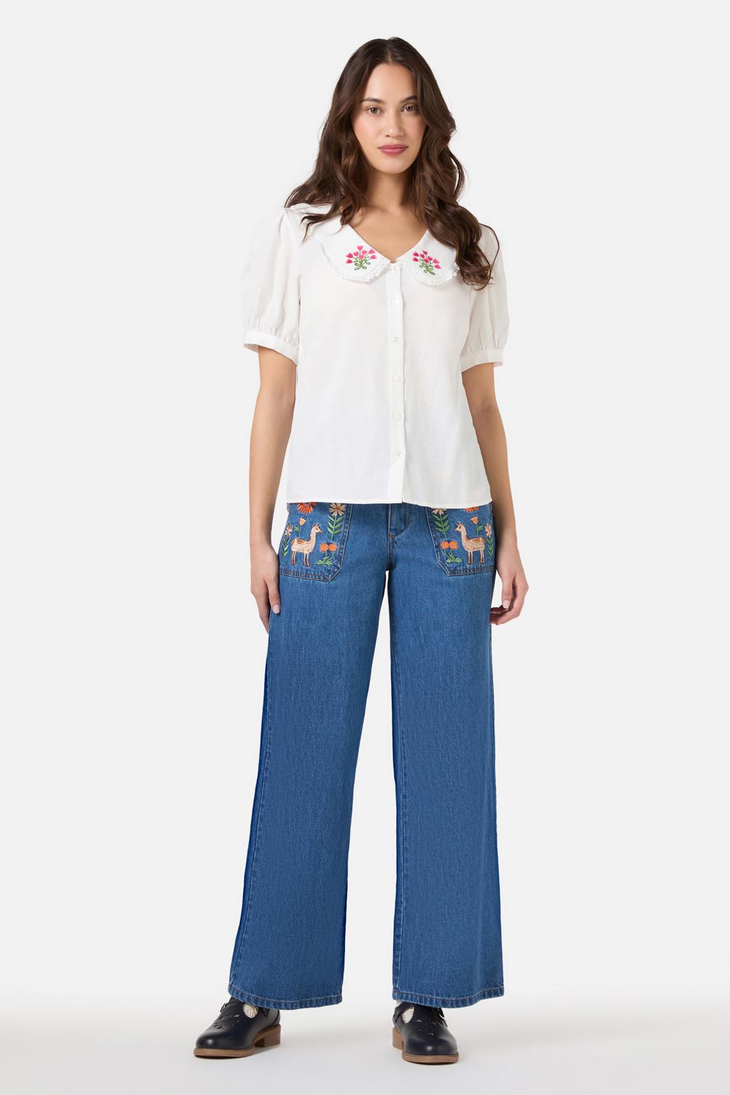 Princess Highway - Posie Embroidered Blouse - cream