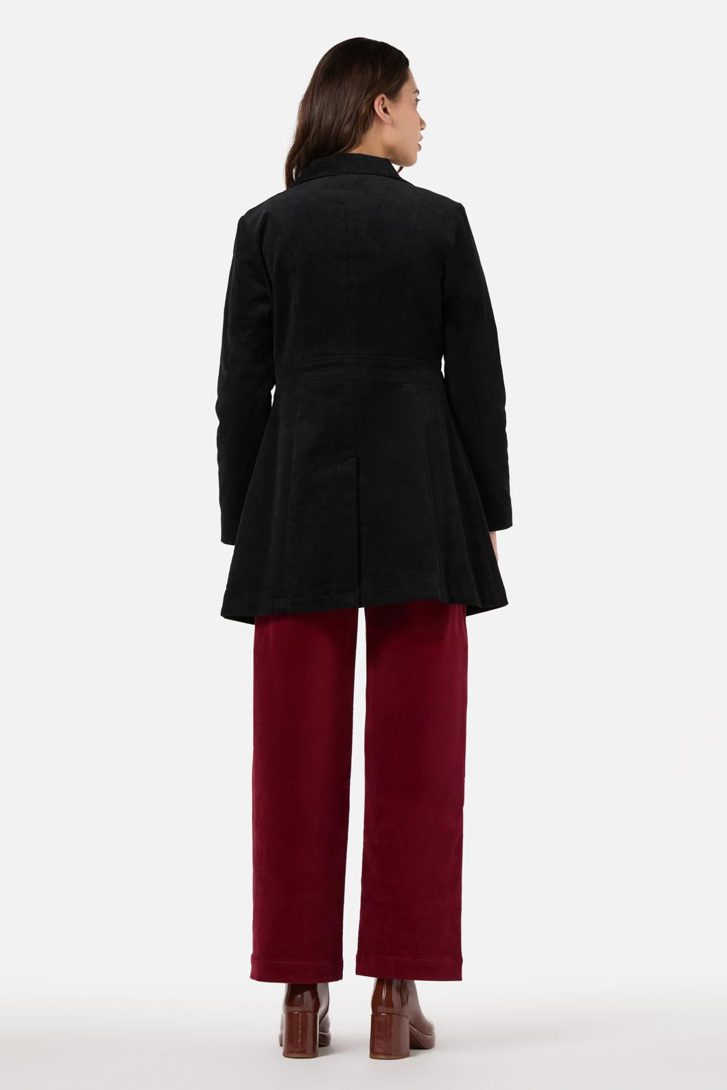 Princess Highway - Hazel Cord A-Line Long Jacket - black