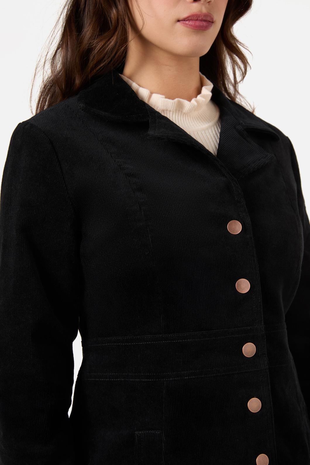Princess Highway - Hazel Cord A-Line Long Jacket - black