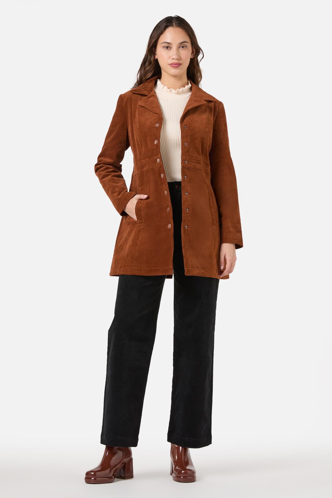 Princess Highway - Hazel Cord A-Line Long Jacket - toffee