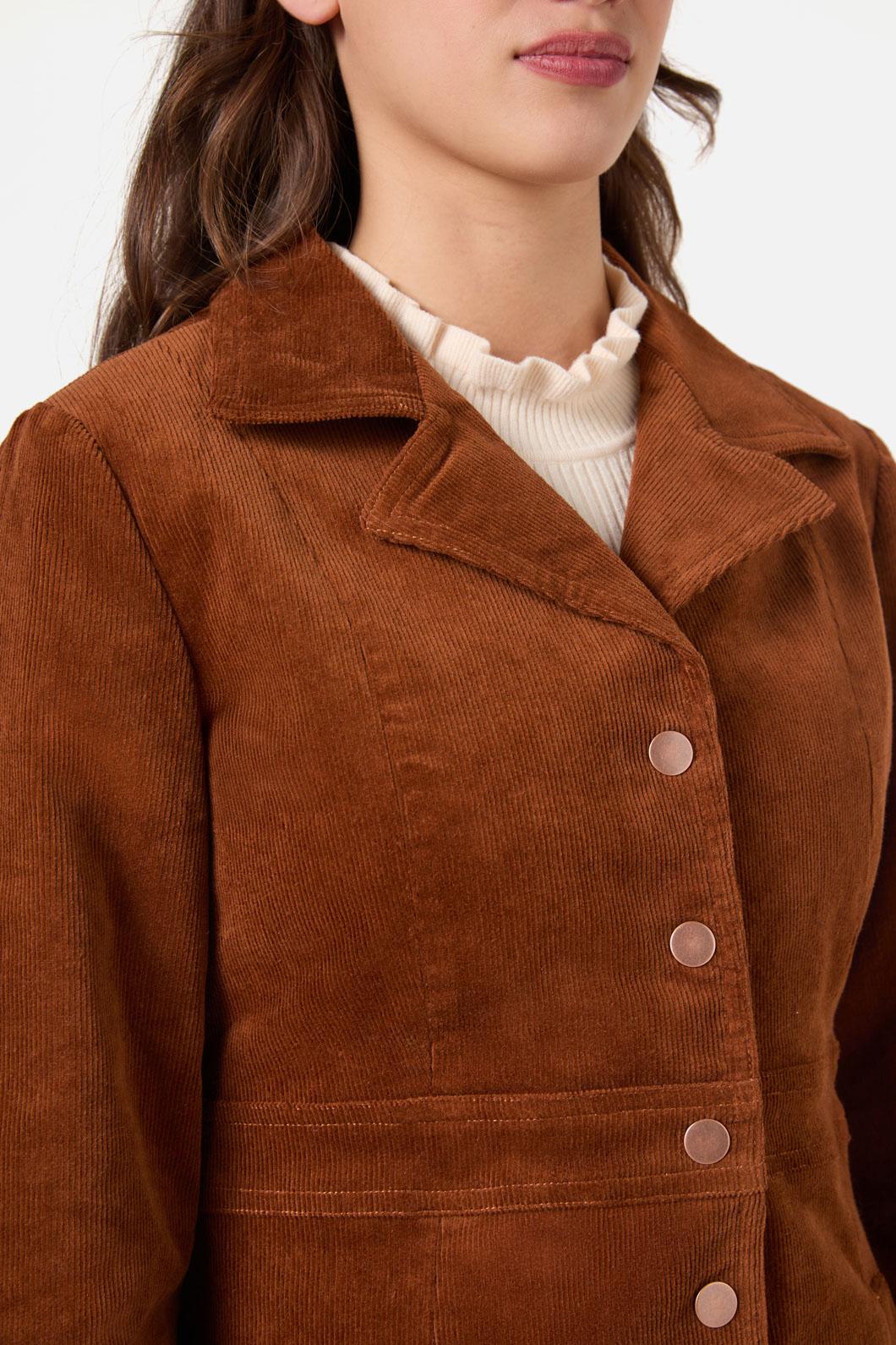 Princess Highway - Hazel Cord A-Line Long Jacket - toffee